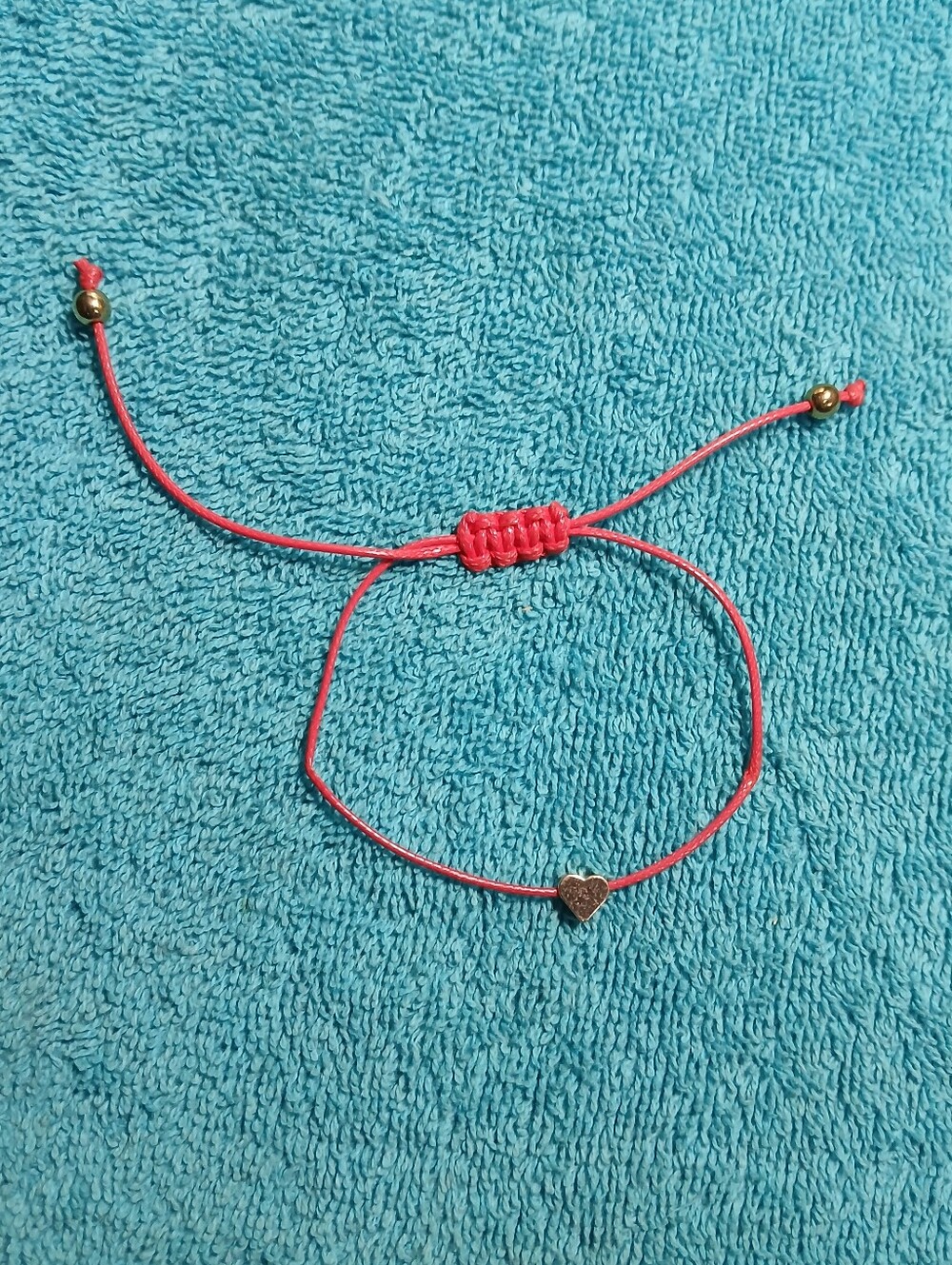 Adjustable Red Gold Heart String Bracelet